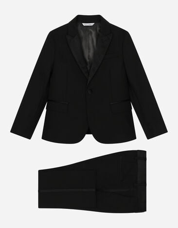 Dolce & Gabbana Single-breasted tuxedo suit in stretch wool Black L41J49FUBBG