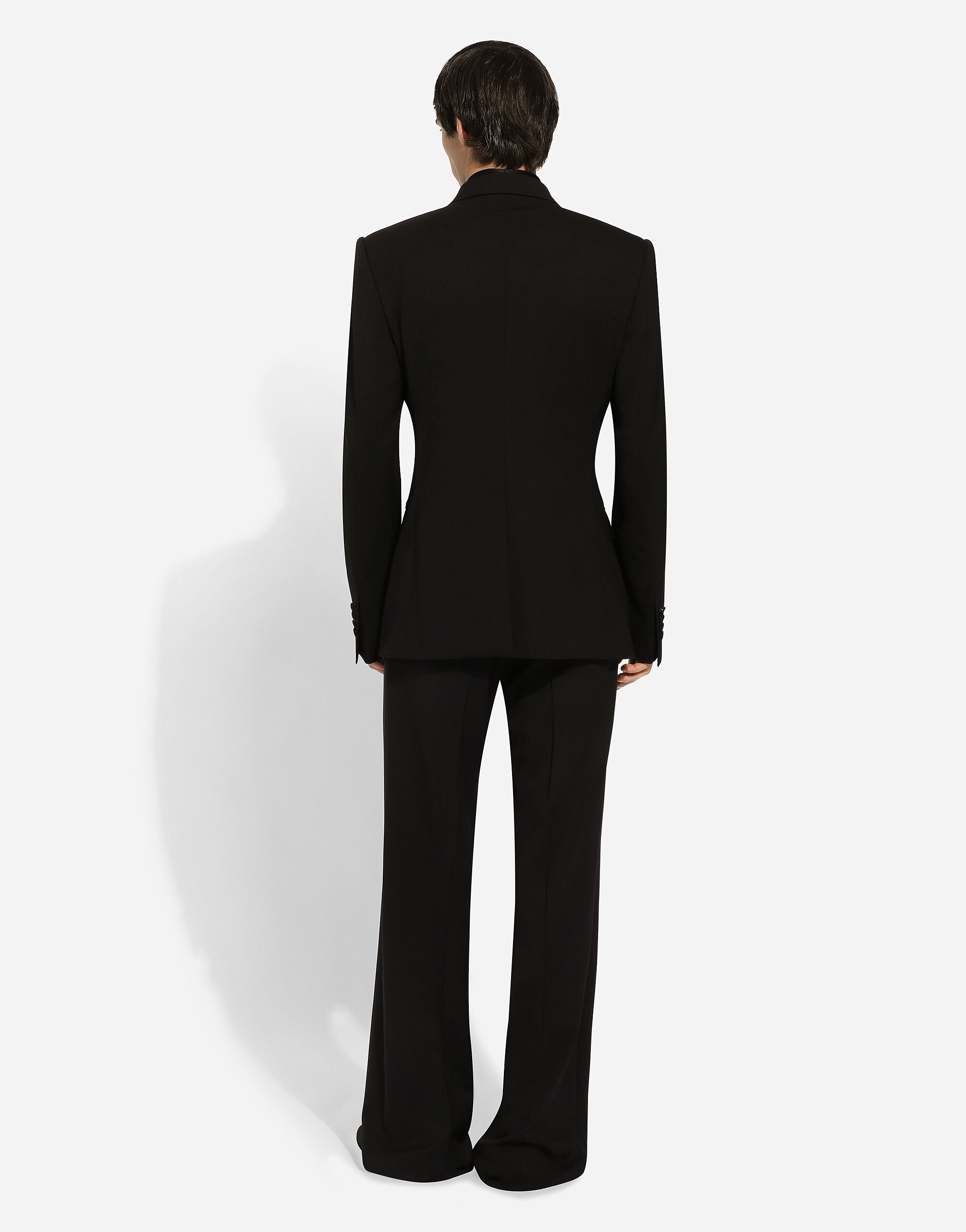 Stretch wool straight-leg pants in Black for Men