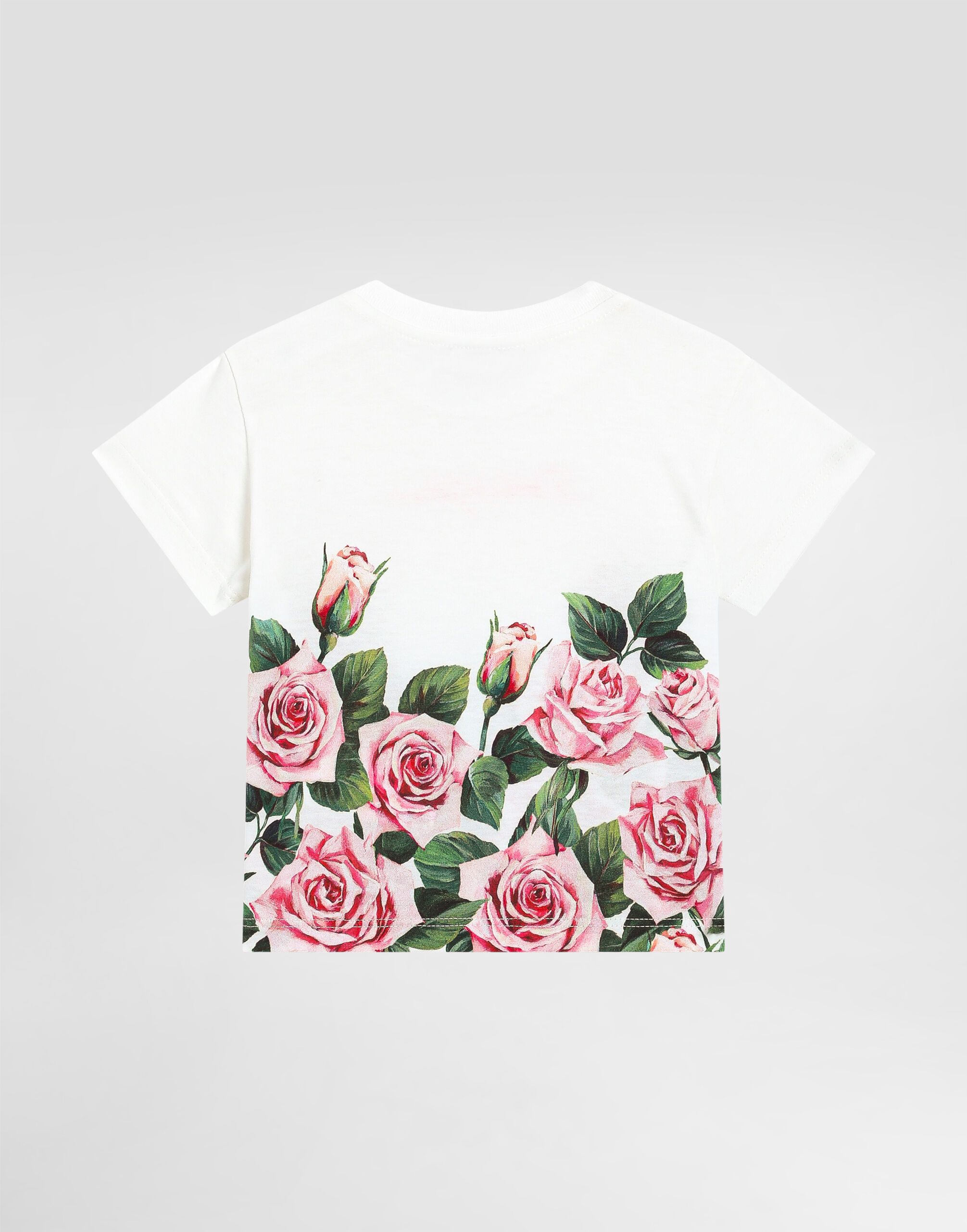 Jersey T-shirt with rose print in Print for Girls | Dolce&Gabbana® US