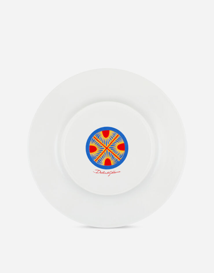 Dolce & Gabbana Set 2 Dinner Plates in Fine Porcelain Multicolor TC0S04TCA11