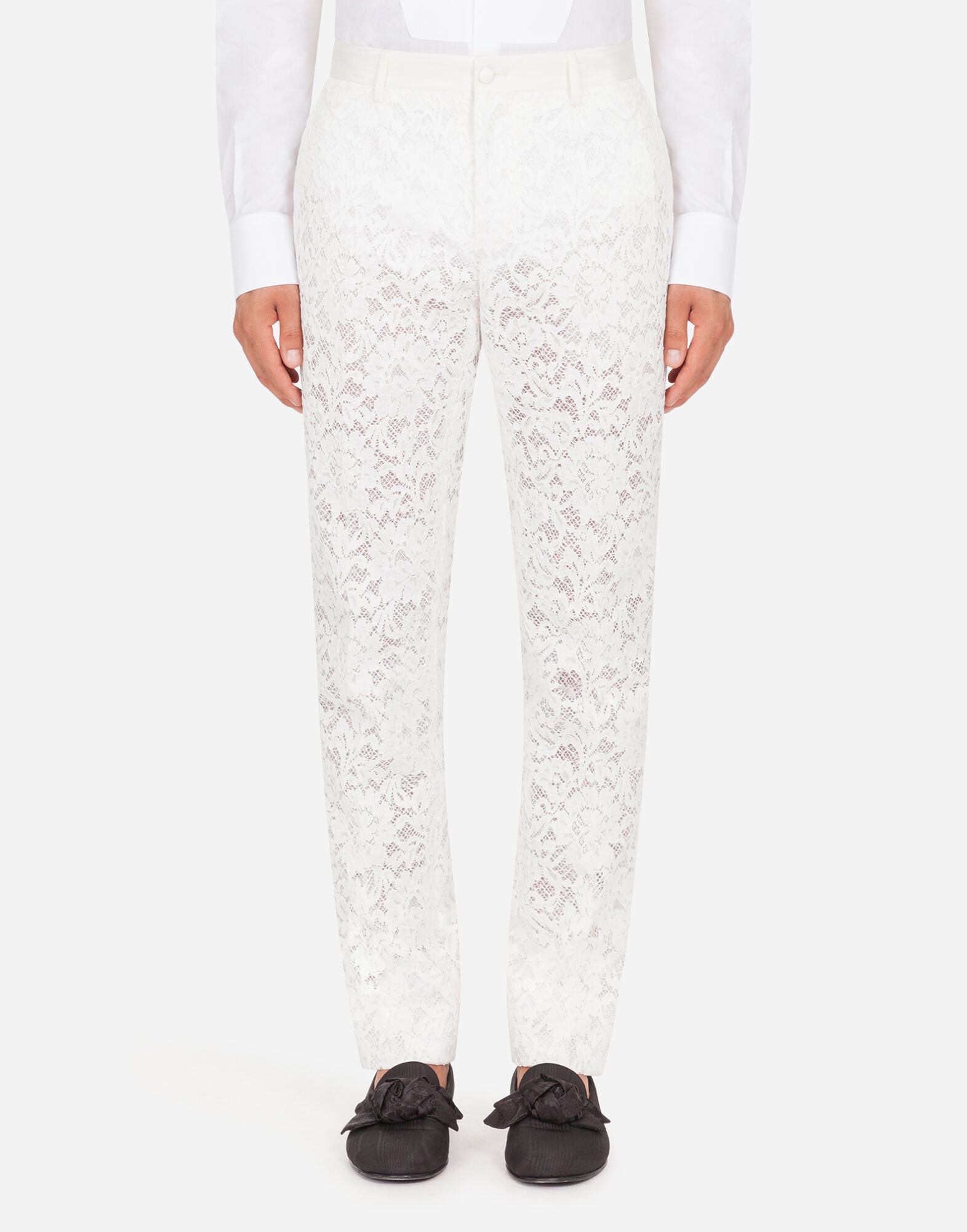 Pants in cordonnet lace in WHITE for Men | Dolce&Gabbana® US
