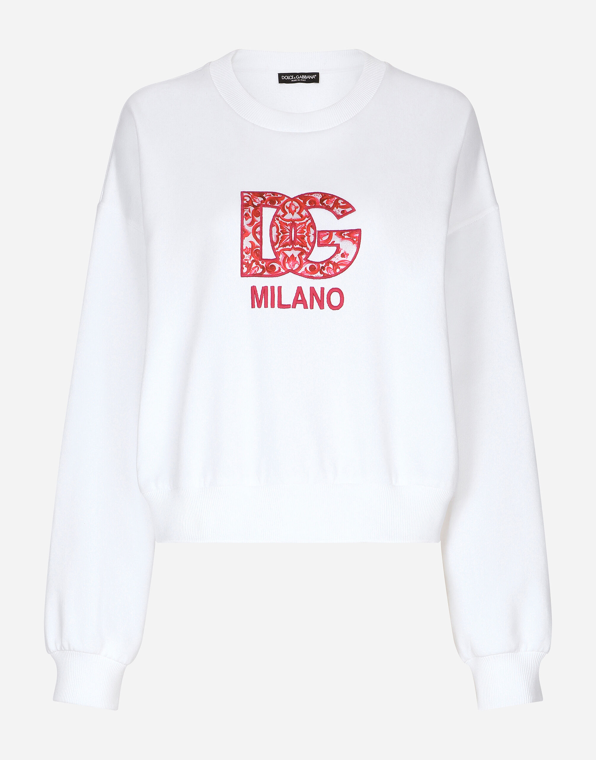 Dolce & Gabbana Jersey sweatshirt with DG patch White F8O48ZG7E2I