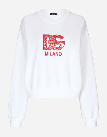 Dolce&Gabbana Jersey sweatshirt with DG patch Multicolor F9Q92ZGDBVW