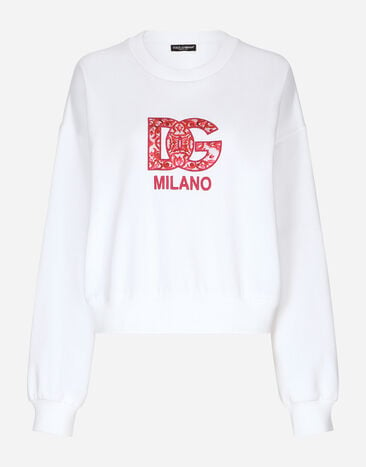 Dolce & Gabbana Jersey sweatshirt with DG patch Print FXT02TJAHJZ