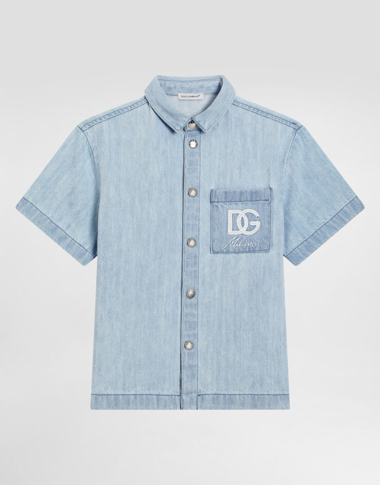 Dolce & Gabbana Short-sleeved denim shirt Multicolor L44S36LDD31
