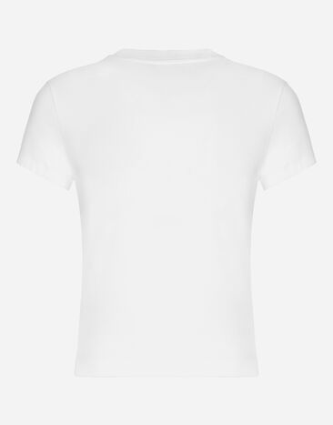 Dolce & Gabbana Jersey T-shirt with Dolce&Gabbana print White F8U48TGDCA2