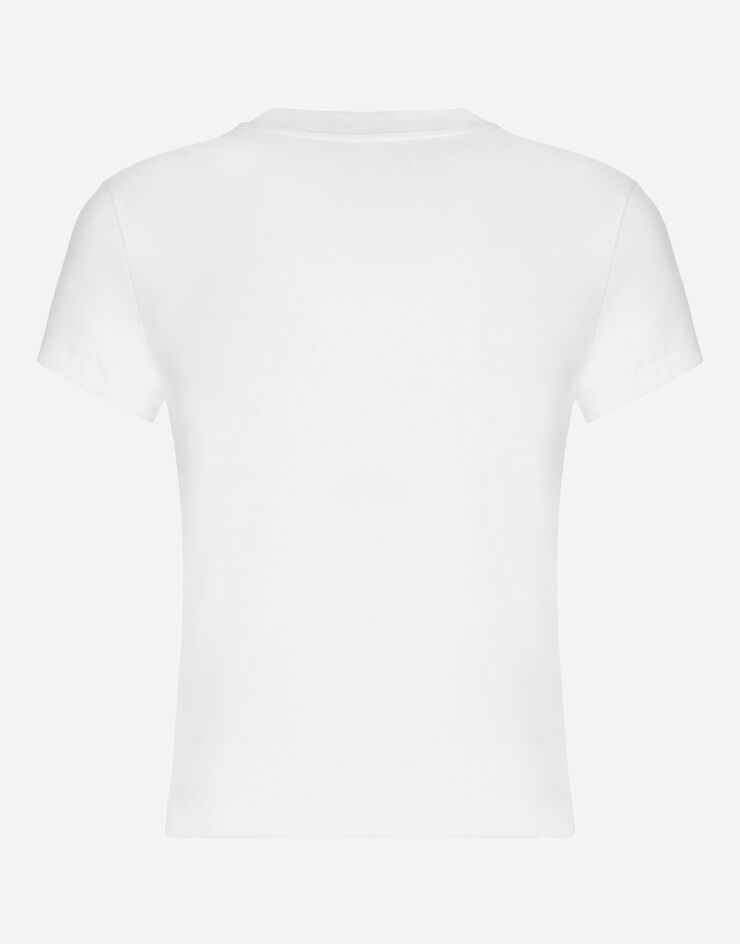 Dolce & Gabbana T-shirt in jersey con stampa dolce & gabbana Bianco F8U48TGDCA2