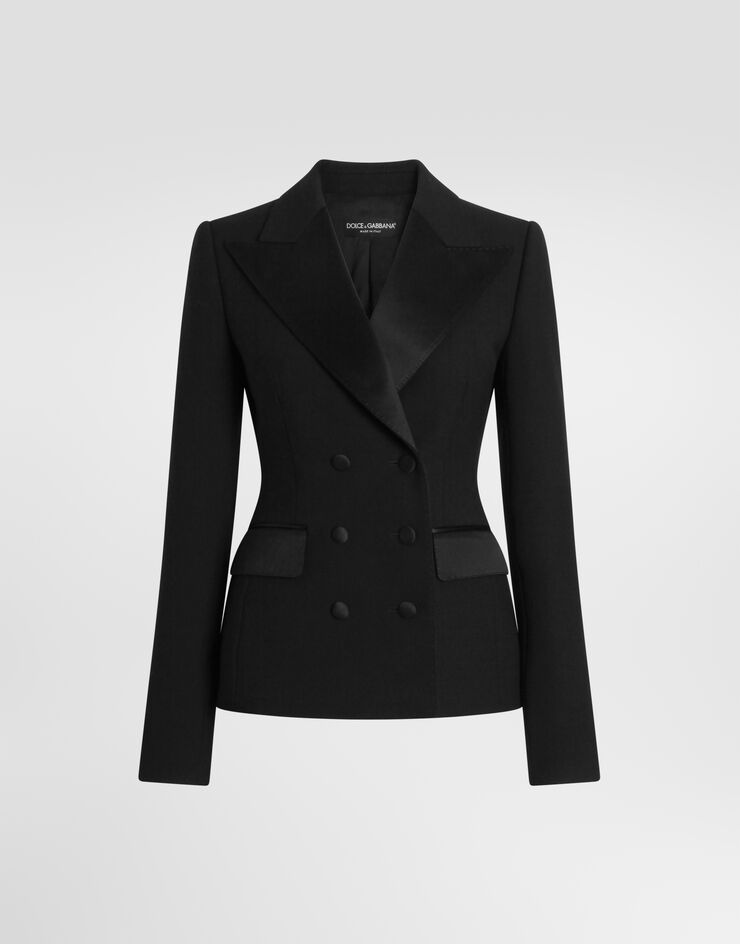 Dolce & Gabbana سترة مزدوجة الصدر من كادي صوف Dolce & Gabbana سترة مزدوجة الصدر من كادي صوف أسود F27JKTHUMUS