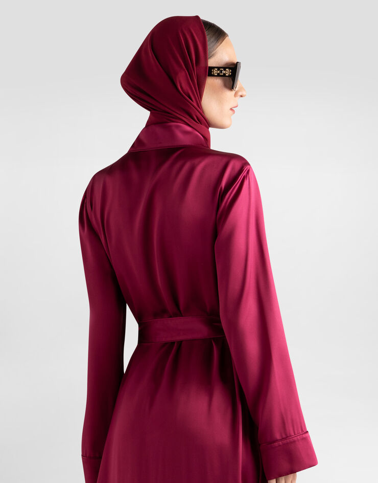 Dolce & Gabbana Single-breasted silk satin robe-style coat Bordeaux I0B65ZFU1AU