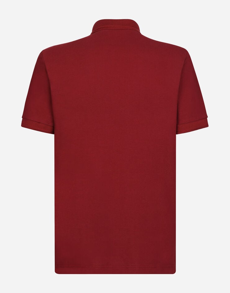 Dolce & Gabbana Cotton piqué polo-shirt with embroidery Bordeaux G8LZ1ZG7WUR