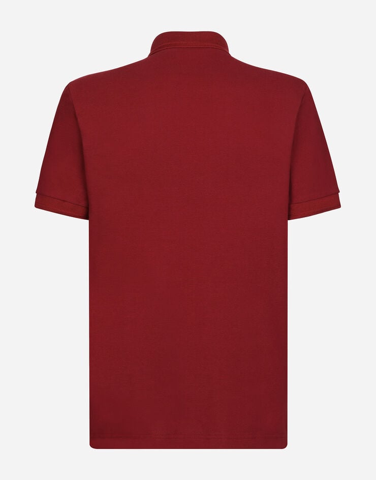 Dolce&Gabbana Cotton piqué polo-shirt with embroidery Bordeaux G8LZ1ZG7WUR
