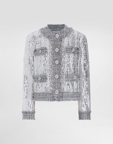 Dolce & Gabbana Tulle Gabbana jacket with sequin embroidery Black F27ETTFU106