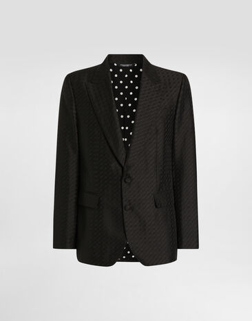 Dolce & Gabbana Single-breasted sicilia light jacket with micro pattern jacquard Black G2TV4THJMQY