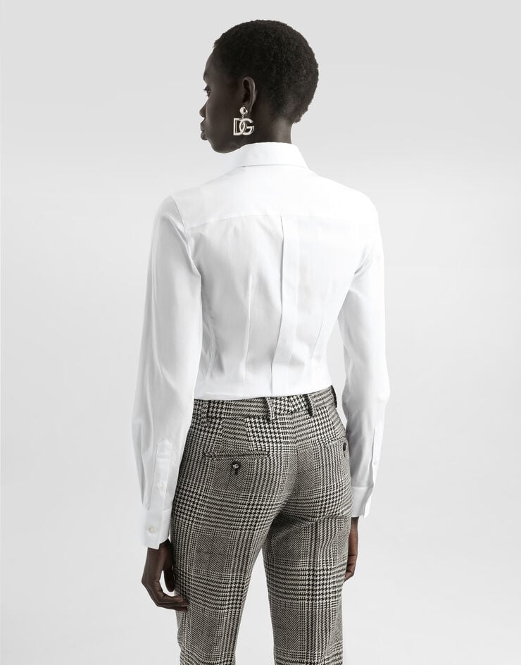 Dolce & Gabbana Chemise en popeline stretch Blanc F5G19TFUEEE