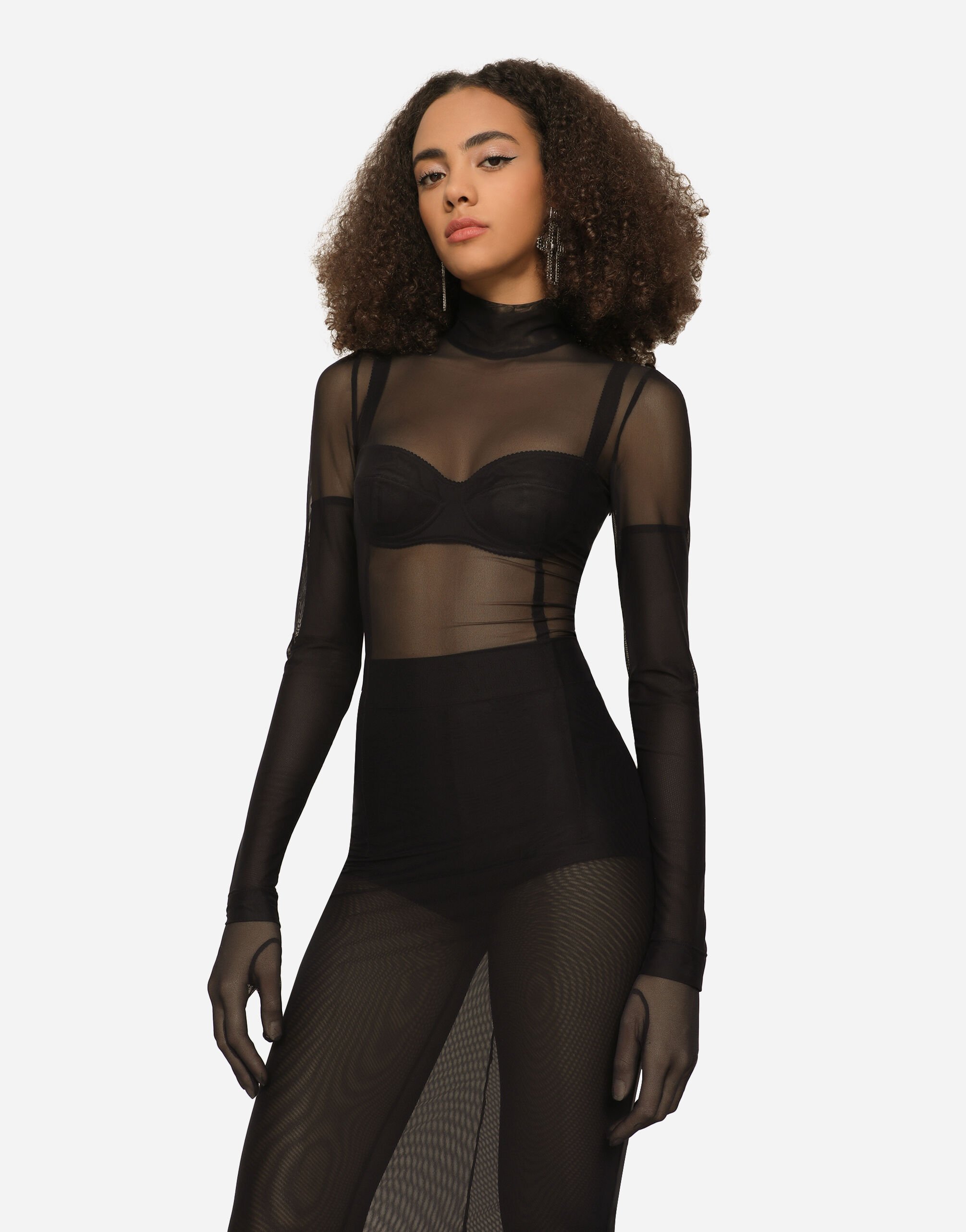 Dolce and gabbana black tulle dress top