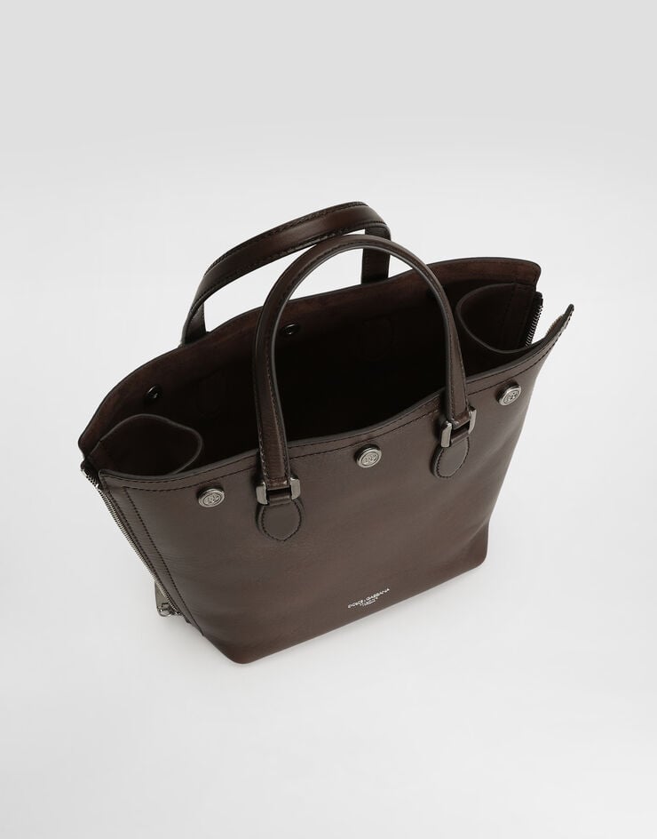 Dolce & Gabbana Atene tempesta calfskin shopping bag Brown BM7890AU994