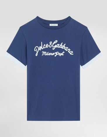Dolce & Gabbana T-shirt en jersey à logo Dolce&Gabbana Blue L4JTIGG7OIE