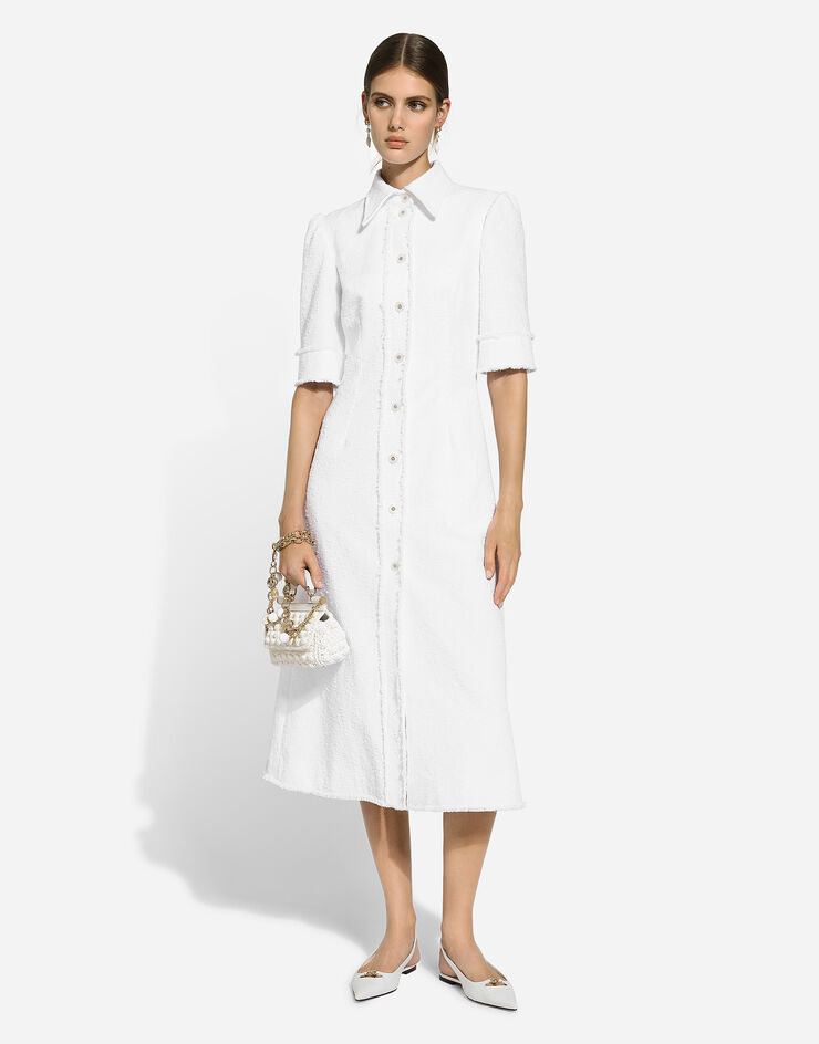 Dolce & Gabbana Rachel 棉质粗花呢中长连衣裙 白 F6JJRTHUMT9