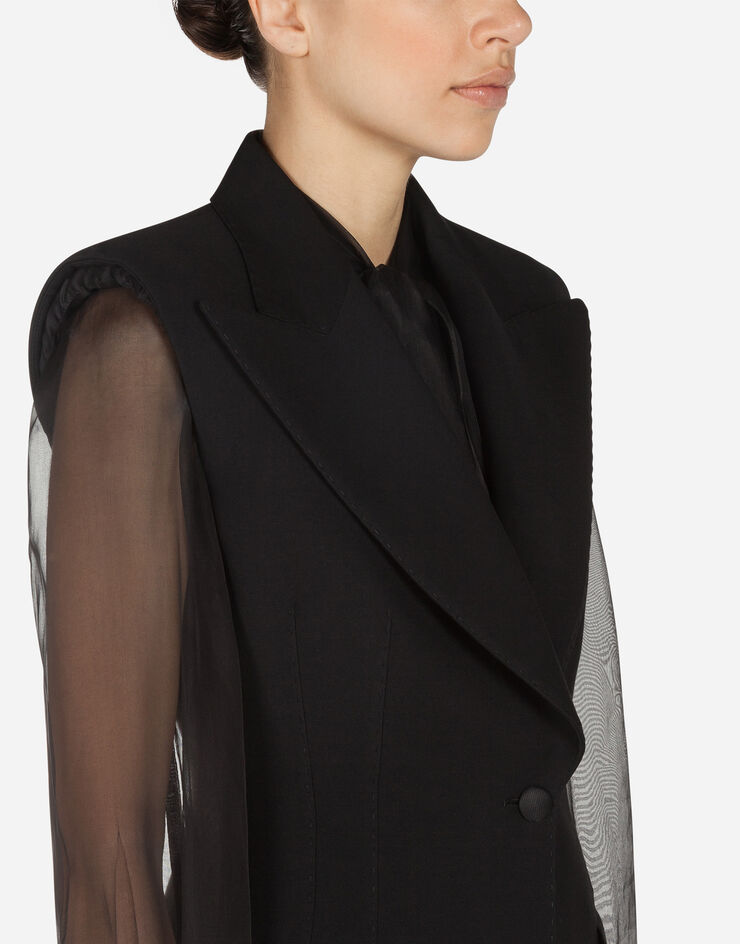 Dolce & Gabbana Single-breasted gilet jacket in technical gabardine fabric NERO F29EOTFUCEG