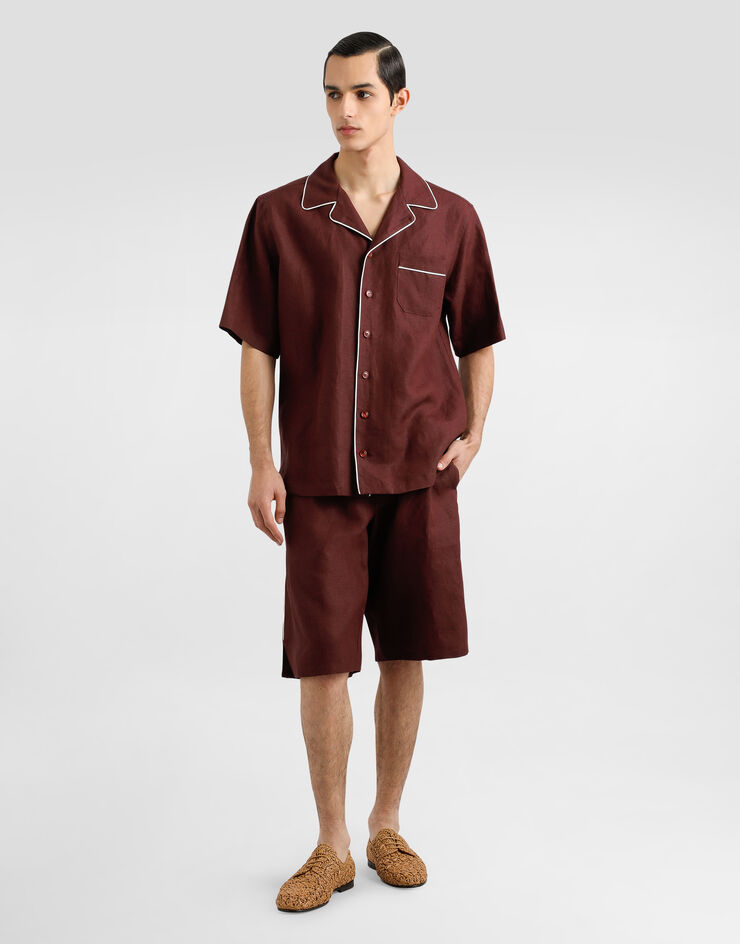 Dolce & Gabbana Hawaiihemd aus Leinenstoff Mehrfarbig G5NF5TFU4MC