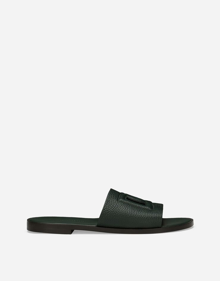 Dolce & Gabbana Deerskin sliders Green A80397A8034