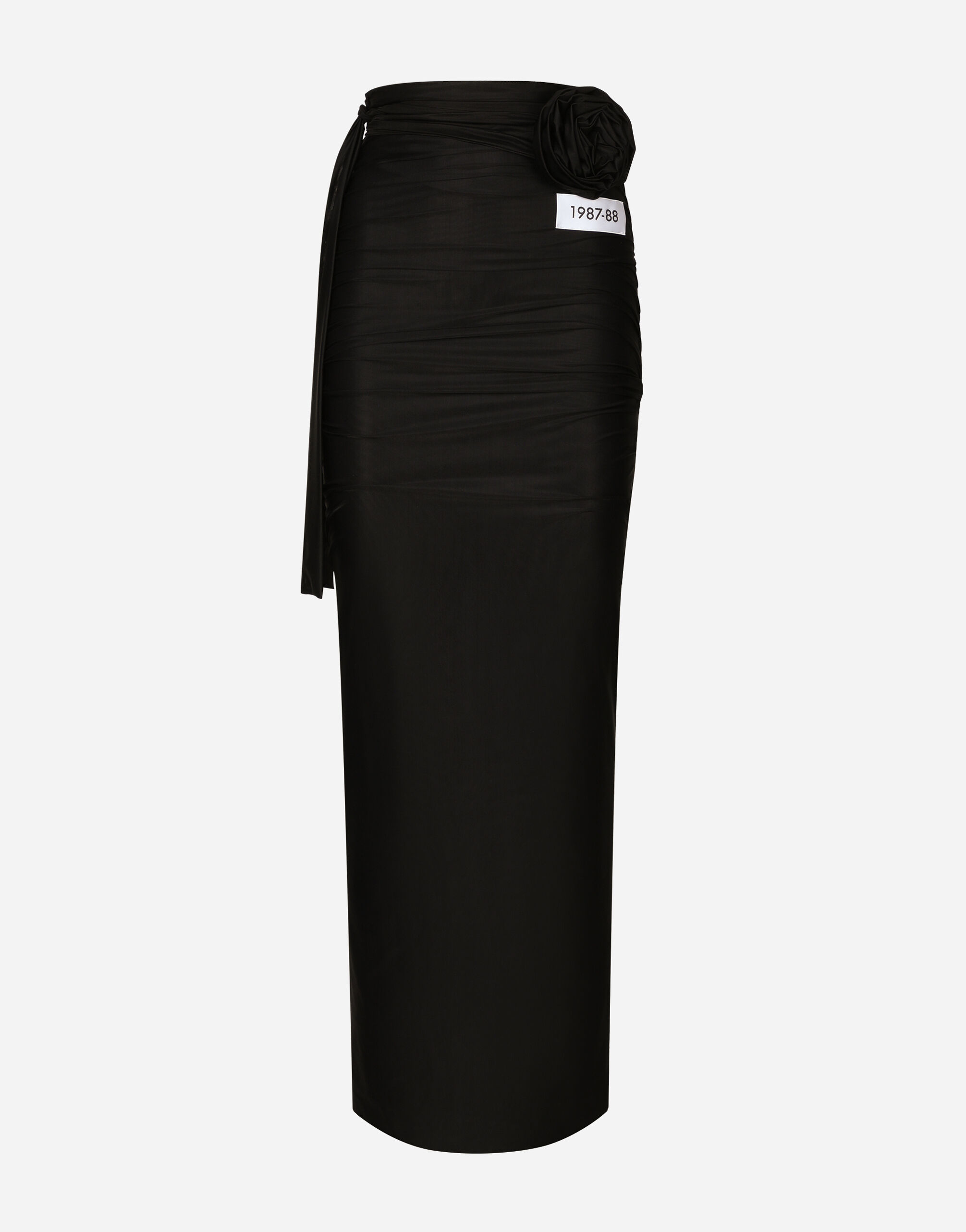 Dolce&Gabbana KIM DOLCE&GABBANA Long spandex jersey skirt with belt Gold F4CRVTFURMT