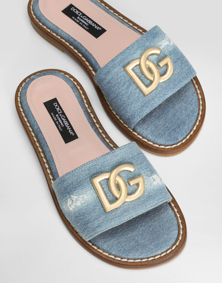 Dolce & Gabbana Flat denim sliders with DG logo Multicolor D11285A4801