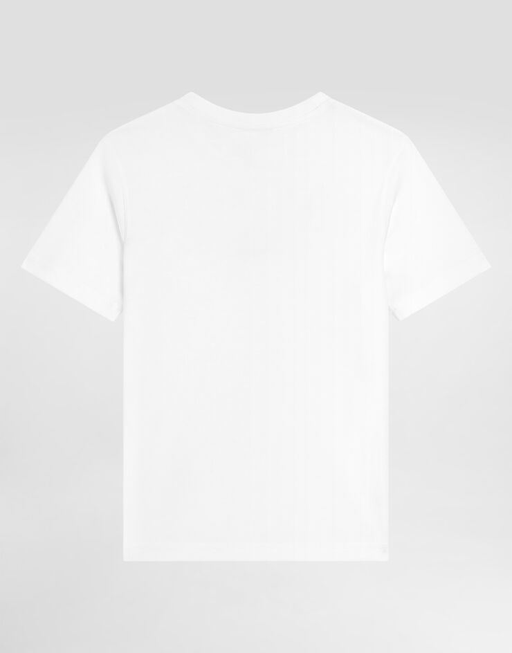 Dolce & Gabbana Short-sleeved jersey t-shirt with Dolce&Gabbana print White L4JTHUG7P1Y