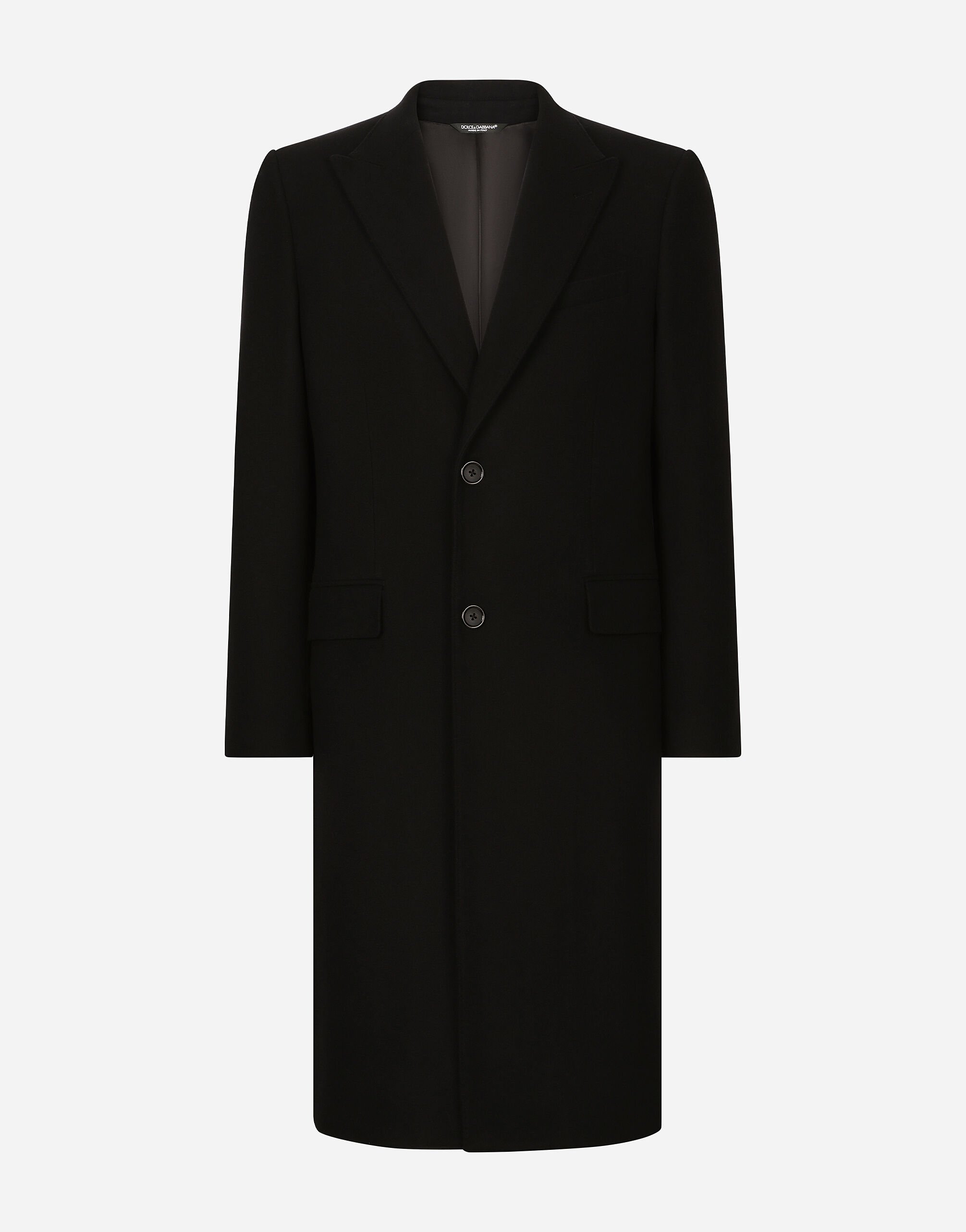 Dolce & Gabbana Abrigo de lana con botonadura sencilla Negro G036CTFUSXS