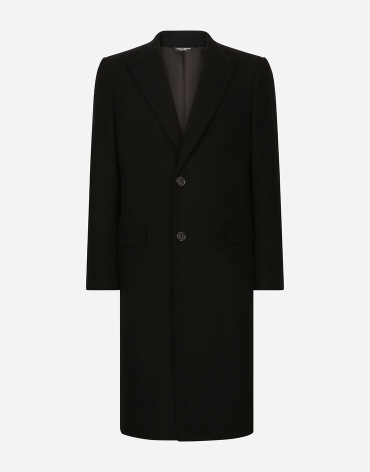 Dolce & Gabbana Cappotto monopetto in lana Nero G036ITHUMJ2