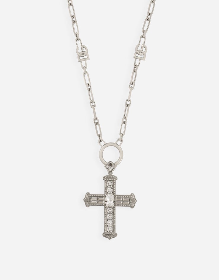 Dolce & Gabbana Collier chaîne avec croix et cristaux Argent WNP3S5W1111