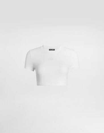 Dolce & Gabbana Jersey t-shirt with DG embroidery White F8W46ZGDDYF