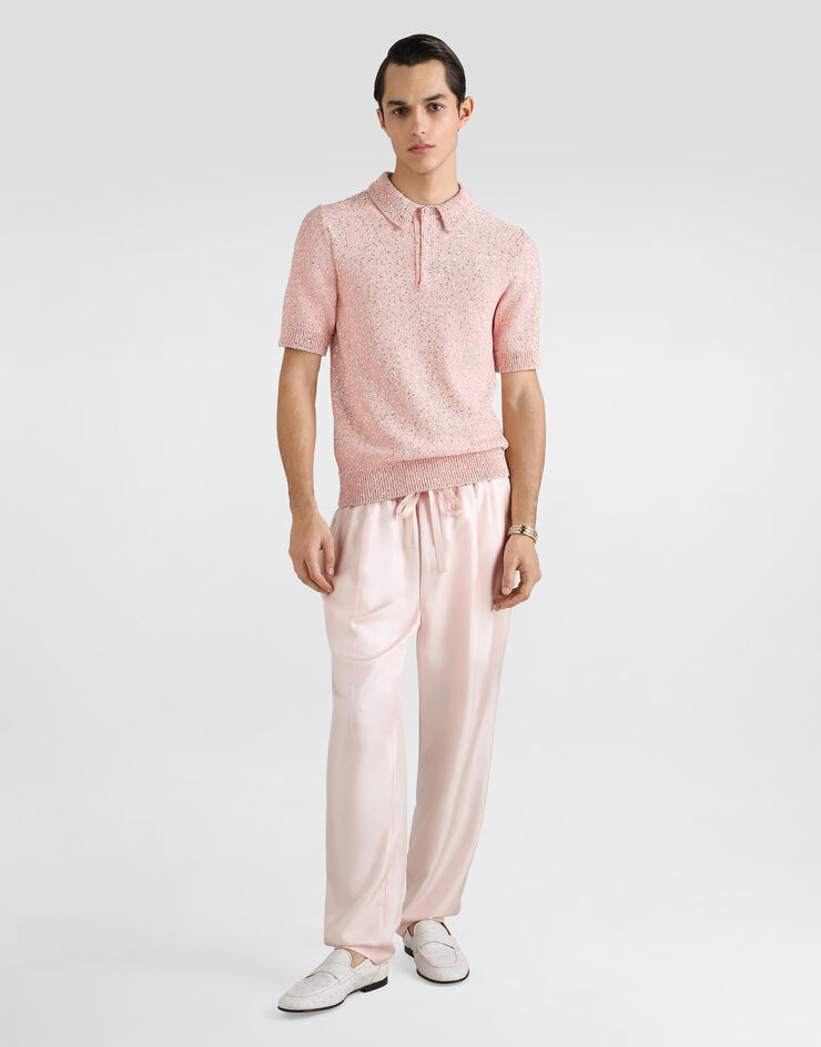 Dolce & Gabbana Silk twill jogging trousers Pink GP12QZFU1XB