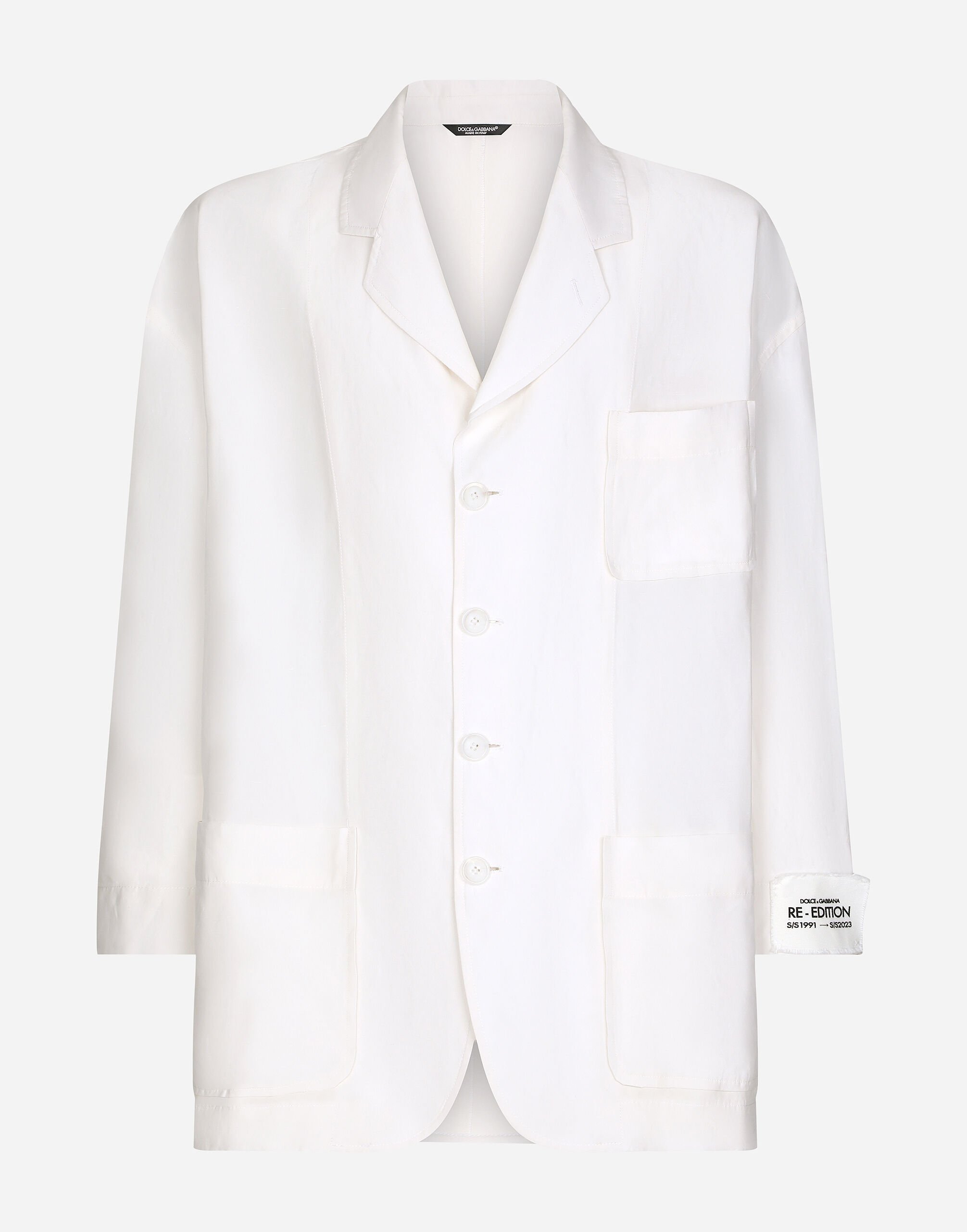 Dolce & Gabbana Oversize single-breasted linen and silk jacket Black G2PQ4TGG150