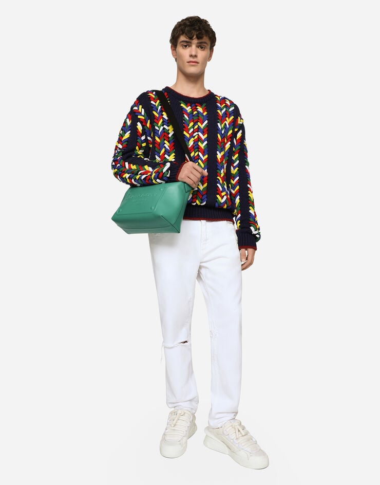 Dolce & Gabbana حقيبة كروس بودي من جلد عجل بشعار بارز أخضر BM2265AG218