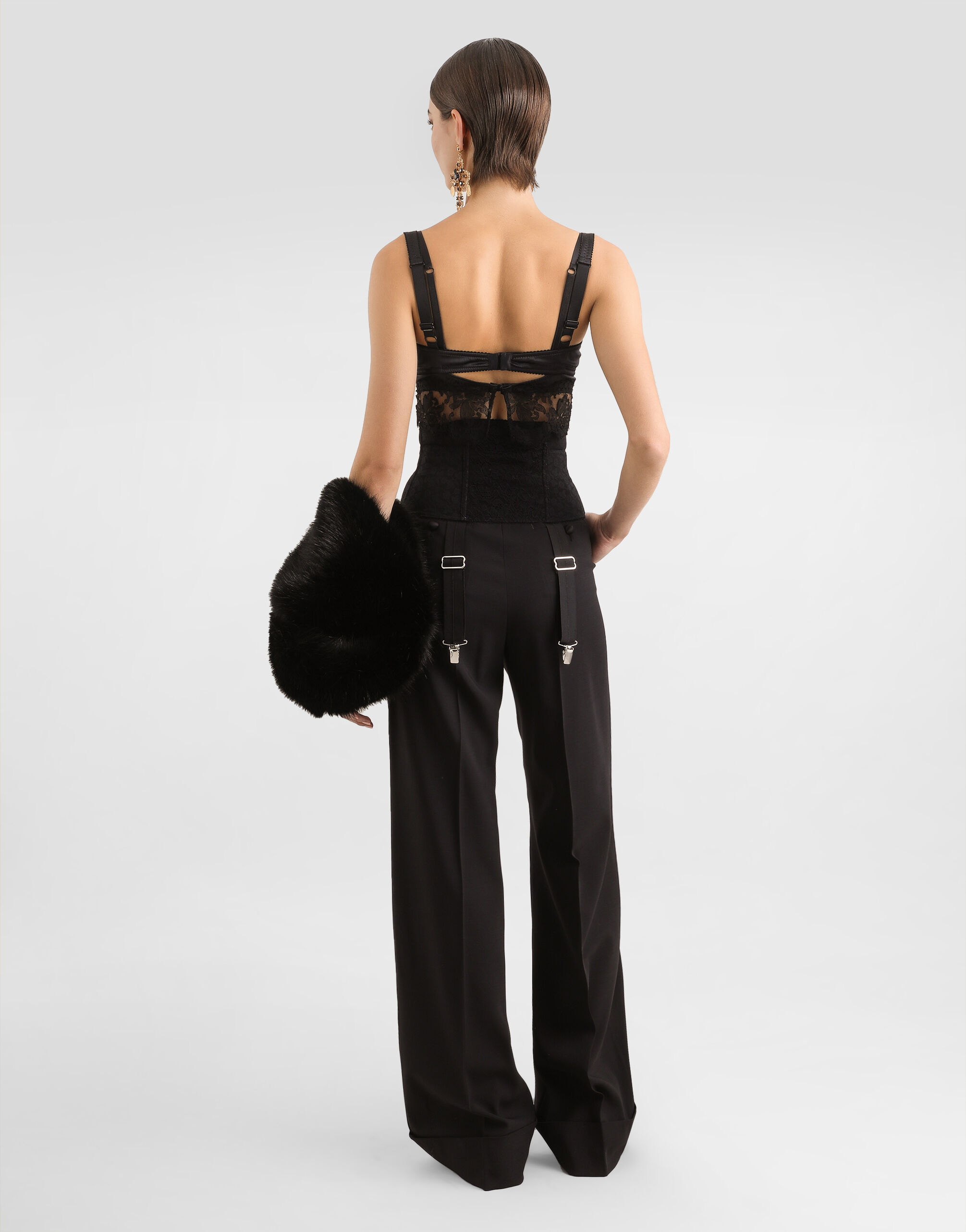 【Dolce & Gabbana】 フレア ウールパンツ ブラックのウィメンズ フレアパンツ ウールジャカード DGロゴ