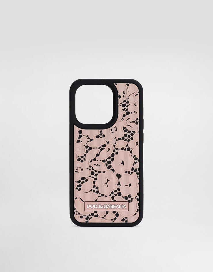 Dolce&Gabbana Coque pour iPhone 14 Pro en caoutchouc motif dentelle Multicolore BI3251AO700