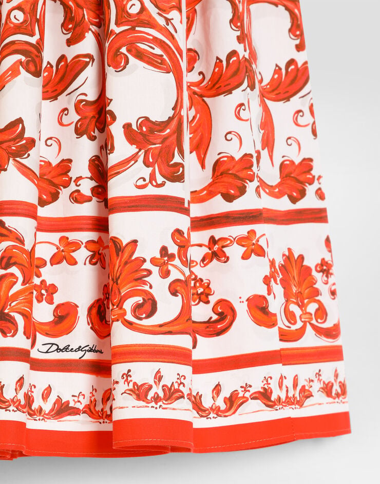 Dolce & Gabbana Vestido en popelín con estampado de mayólica Dolce & Gabbana Vestido en popelín con estampado de mayólica Multicolor L54DH3G7P4N