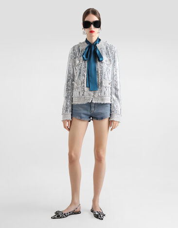 Dolce & Gabbana Tulle Gabbana jacket with sequin embroidery Silver F27DLTFLSKC