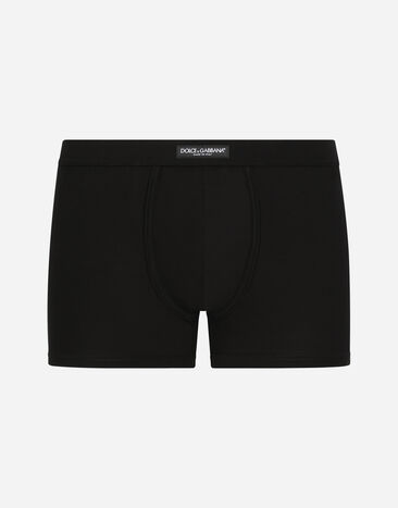 Dolce & Gabbana Boxershorts bi-elastischer Jersey Logo-Etikett Schwarz M4F01JFUEB0