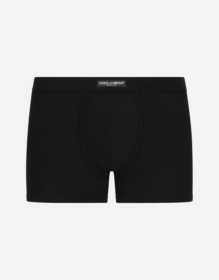 Two-way stretch jersey boxers with logo label in Black for for Men