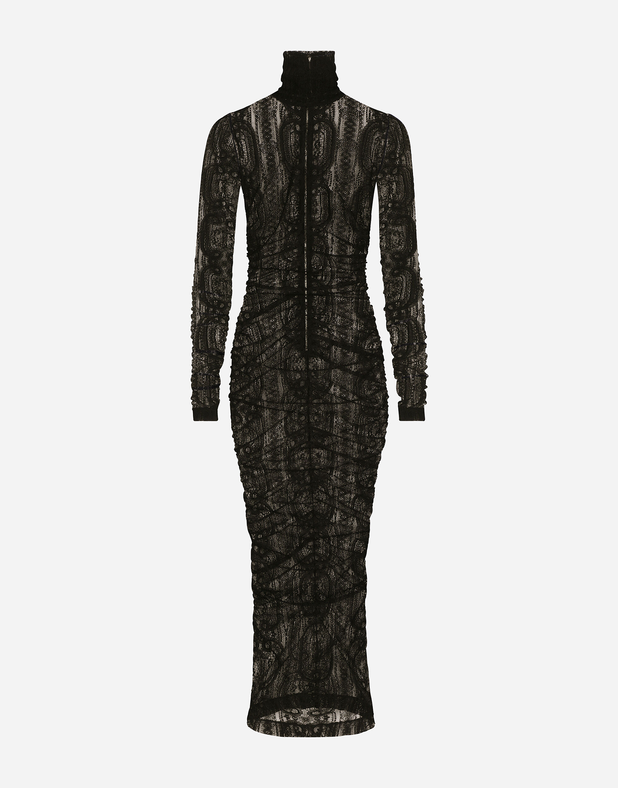 Lace calf length dress in Black for Women Dolce Gabbana