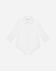 DolceGabbanaSpa Poplin shirt-style babygrow with jacquard logo Azure L1JB6DISMFZ