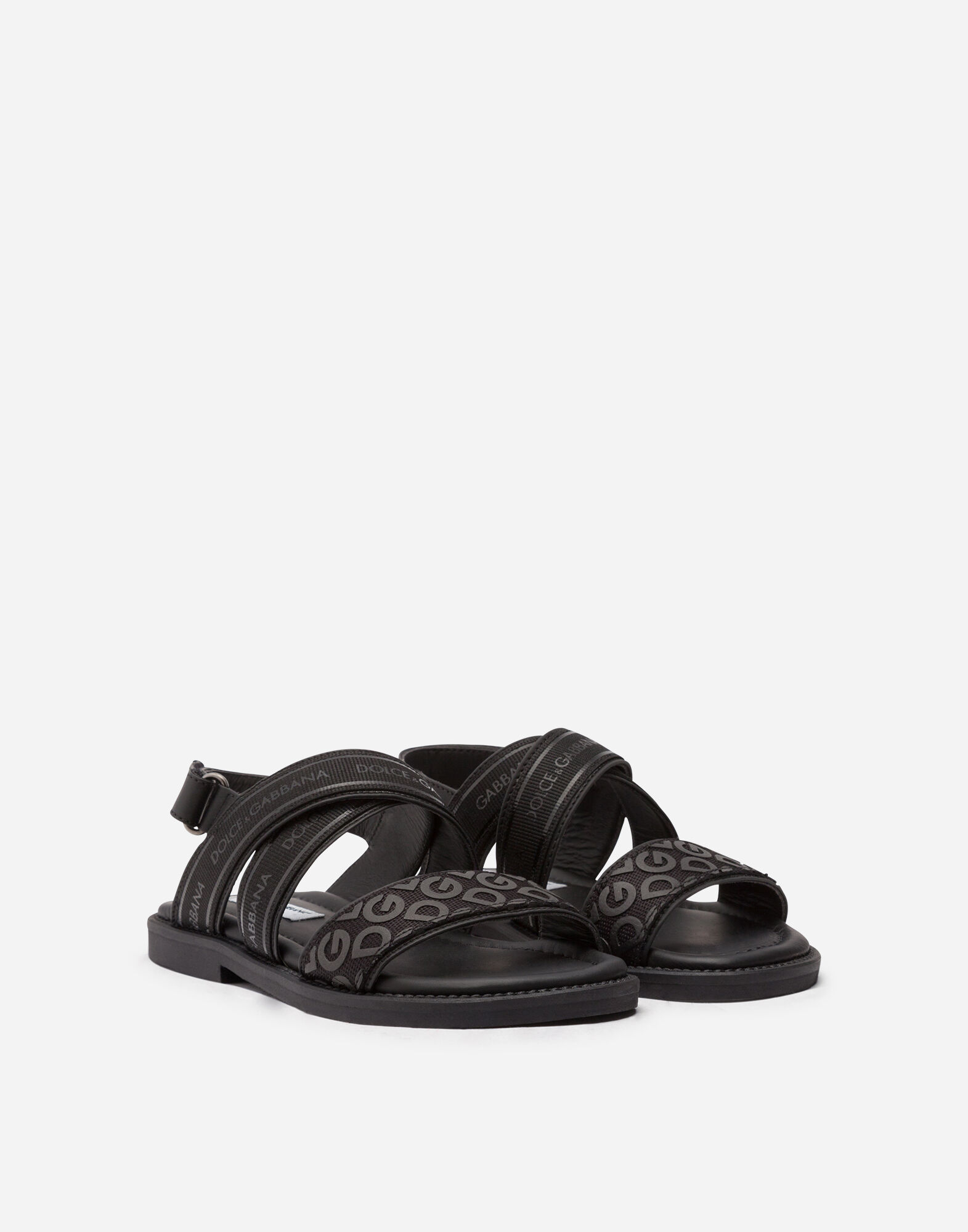 DOLCE&GABBANA ロゴ リボン ストラップ サンダル Calfskin sandals with ribbon logo