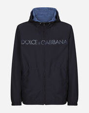 Dolce&Gabbana Reversible jacket with hood and logo Blue GW3JATFUFJR
