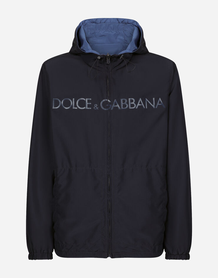 Dolce & Gabbana جاكيت بوجهين بغطاء رأس وشعار أزرق G9AHBTFUMQ7