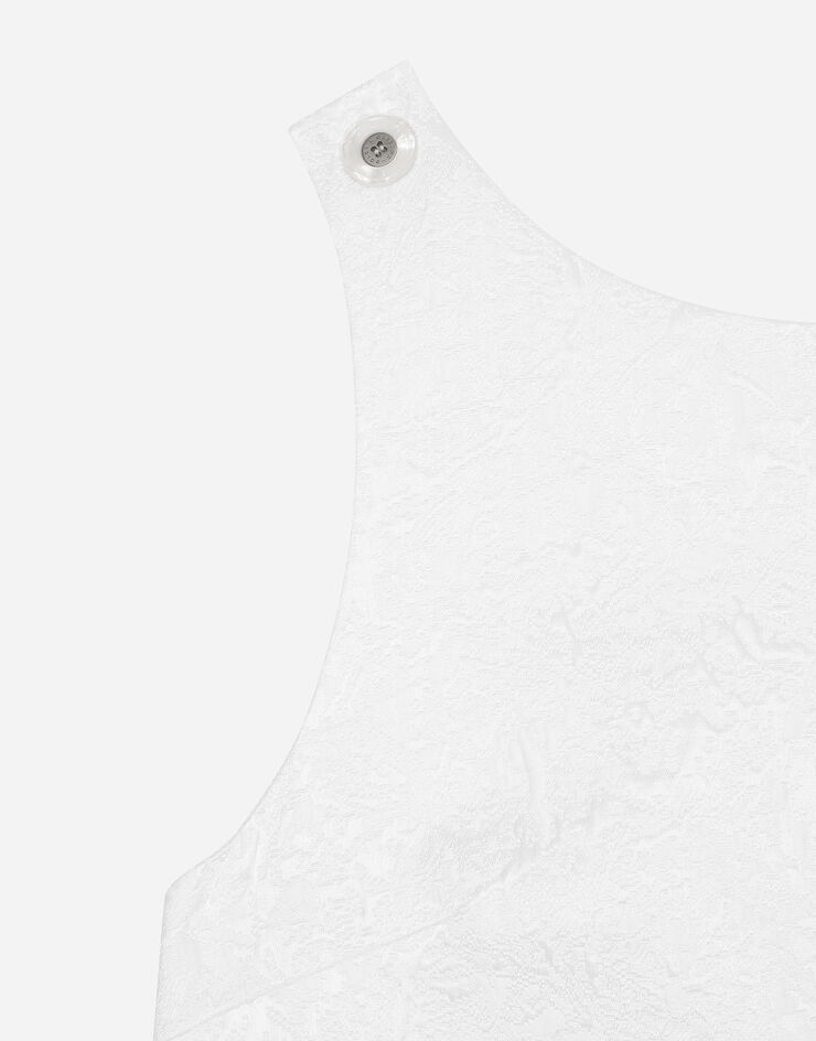 Dolce & Gabbana Abito corto in broccato con scollo posteriore Bianco F6JHPTFJTBV