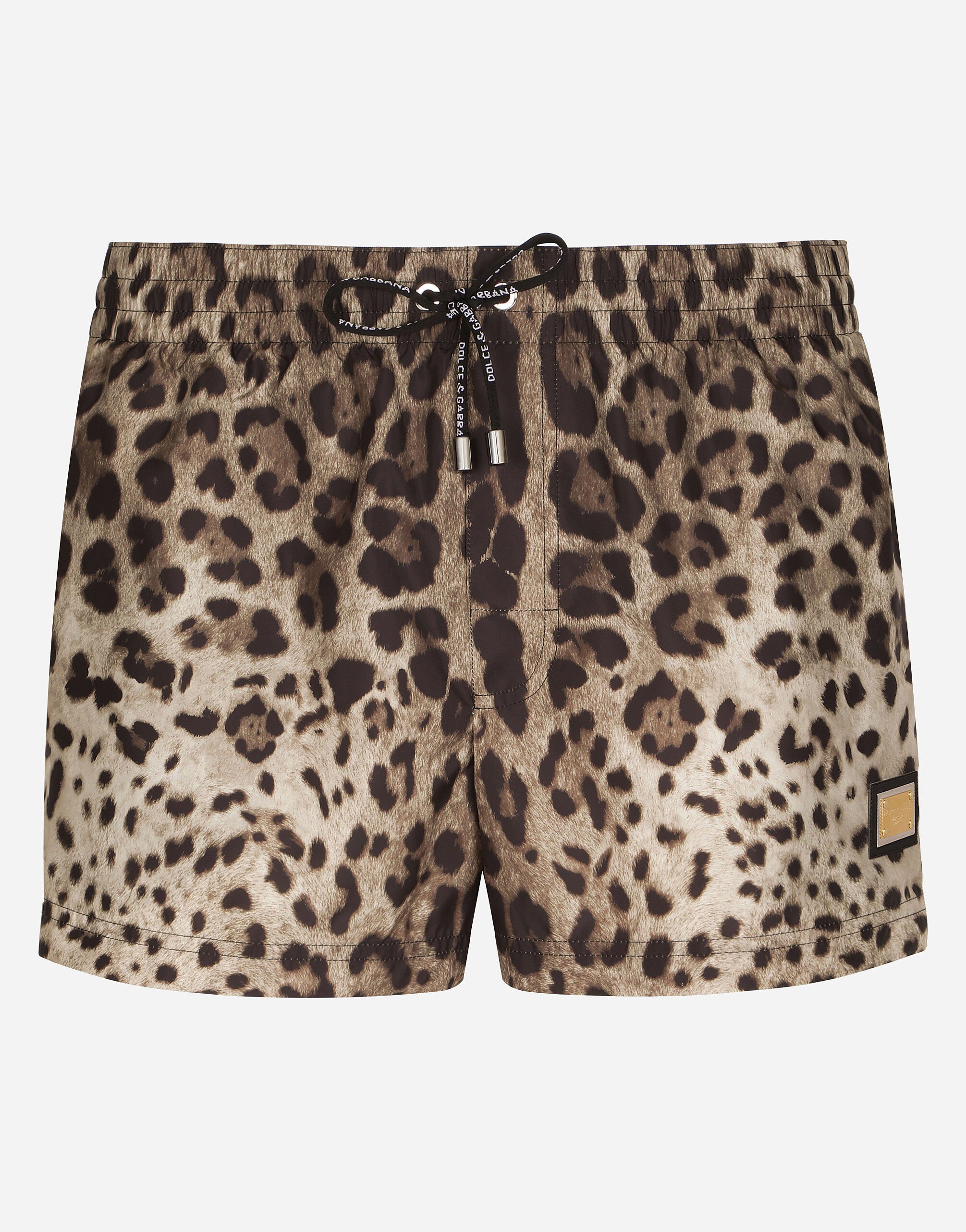 Dolce & Gabbana Short swim trunks with leopard print Animal Print M4E47TONO07