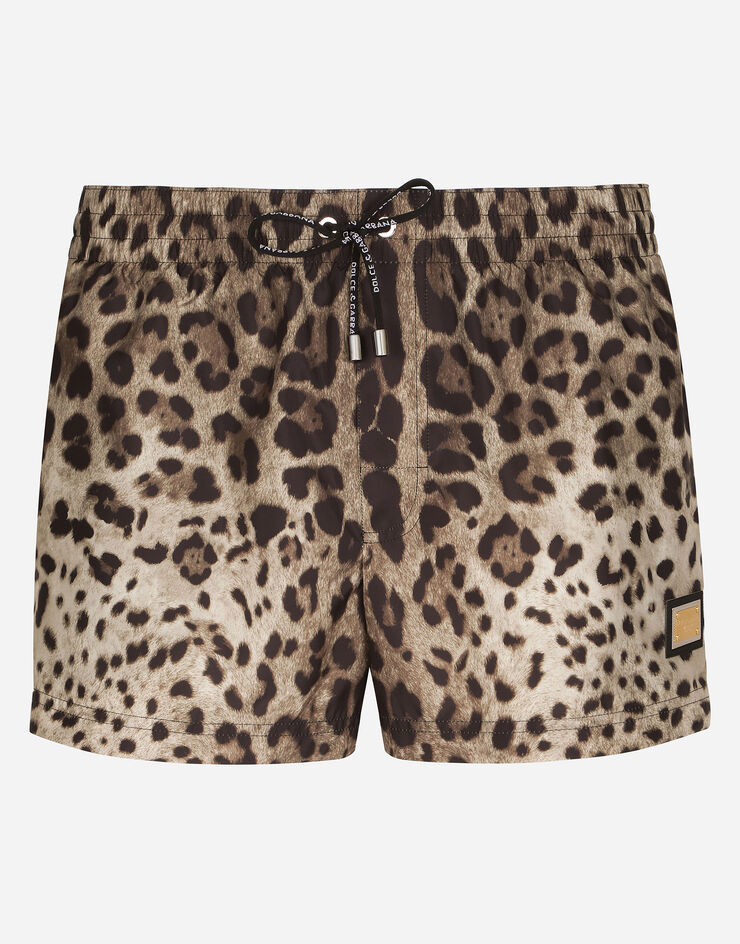 Dolce & Gabbana Short swim trunks with leopard print Animal Print M4A06THSM7F