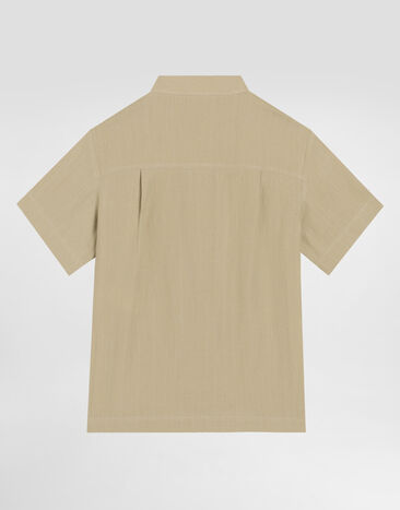 Dolce & Gabbana DG 로고 자수 리넨 셔츠 베이지 L44S38G7O9A